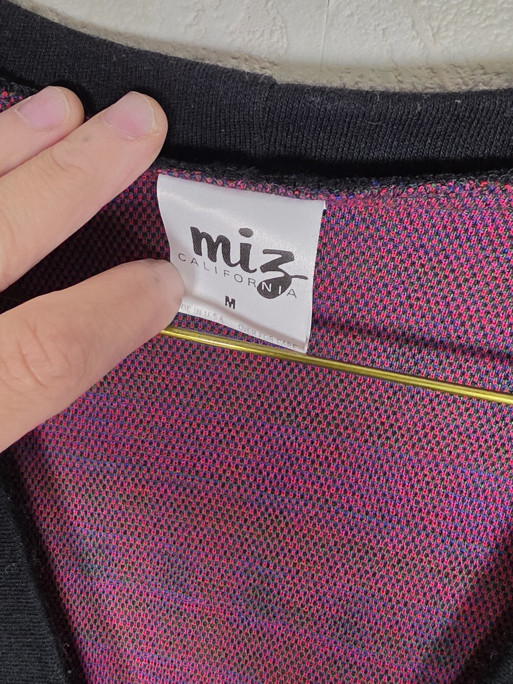 Vtg 80s 90s Purple Pink & Green Cardigan by Miz California Preppy Size Medium - Picture 3 of 5
